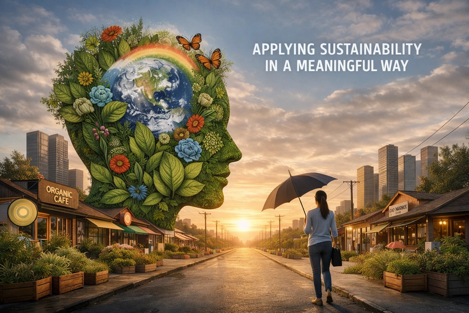 Visione simbolica di sostenibilità sociale, ambientale e circolare con. Terra e futuro condiviso per la pagina Sotto-progetti vivi di Tessitori di Idee